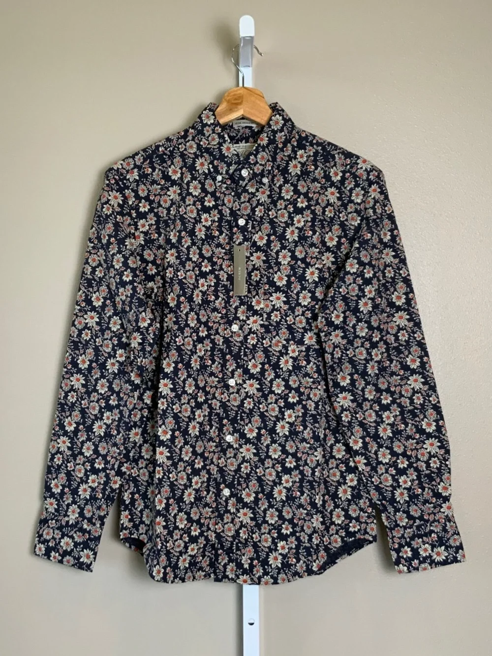 J. Crew Floral Slim Untucked Stretch Secret Wash Cotton Poplin Button Down Shirt